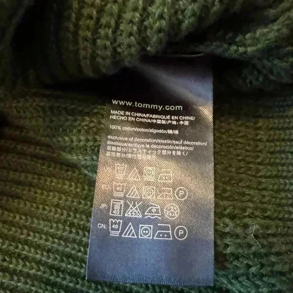 tommy hilfiger mens quarter zip sweater XL green knitted mock turtle neck - Picture 3 of 8